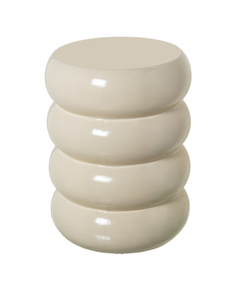 Mesa Auxiliar Fibra De Vidrio Crema Brillo 35x35x46cm