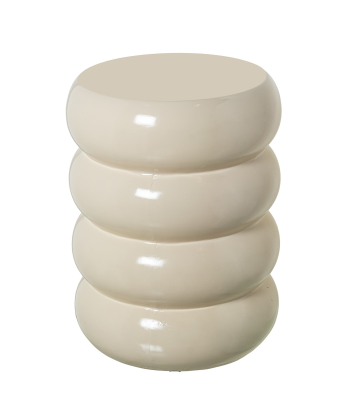 Mesa Auxiliar Fibra De Vidrio Crema Brillo 35x35x46cm