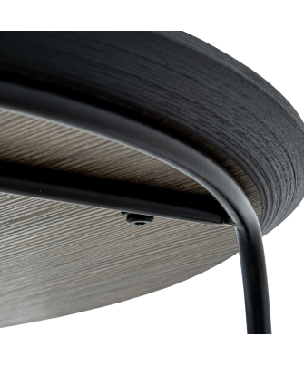 Mesa Auxiliar Acabado Madera Patas Metal Negro Ø60x45cm