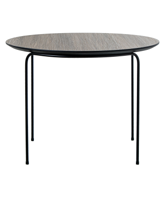 Mesa Auxiliar Acabado Madera Patas Metal Negro Ø60x45cm