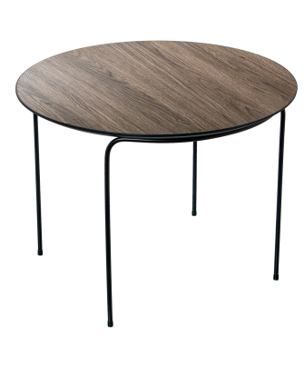 Mesa Auxiliar Acabado Madera Patas Metal Negro Ø60x45cm