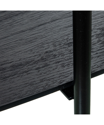 Mesa Auxiliar Acabado Madera Patas Metal Negro 40x40x60cm