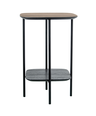 Mesa Auxiliar Acabado Madera Patas Metal Negro 40x40x60cm