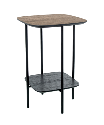 Mesa Auxiliar Acabado Madera Patas Metal Negro 40x40x60cm