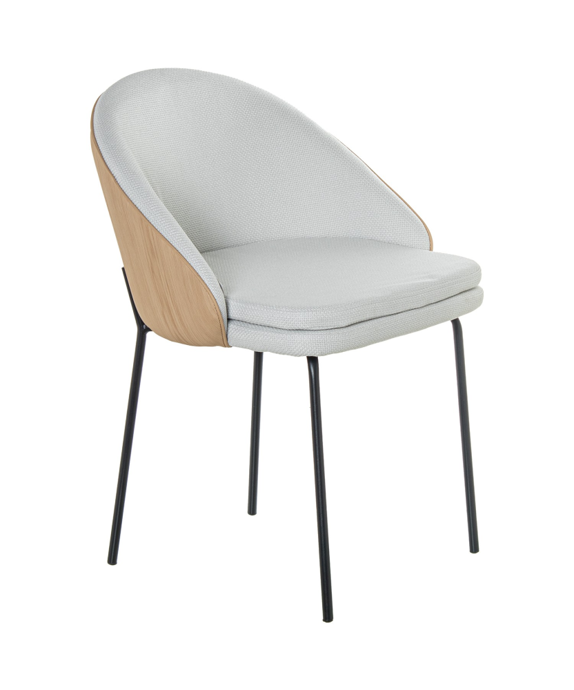 Silla Metal Negra Tapizado Beige 56x50x80cm Alt.asiento:49cm