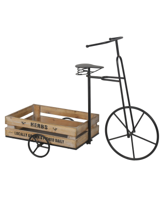 Jardinera Metal Negro Triciclo C/bandeja Madera 90x37x70cm