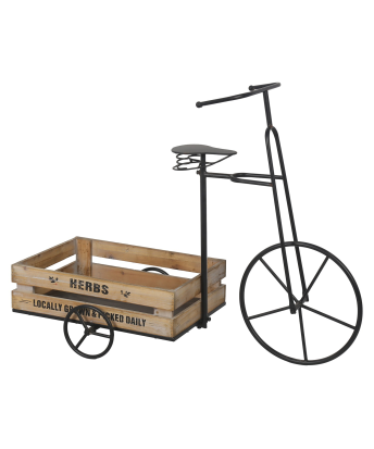 Jardinera Metal Negro Triciclo C/bandeja Madera 90x37x70cm
