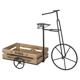 Jardinera Metal Negro Triciclo C/bandeja Madera 90x37x70cm