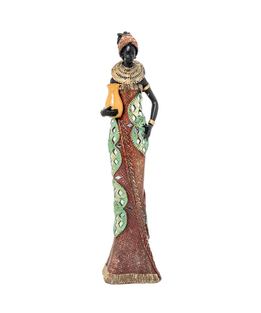 Figura Resina Africana 9x8x36cm
