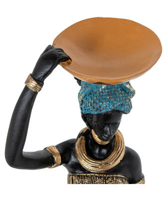 Figura Resina Africana 12x11x54cm