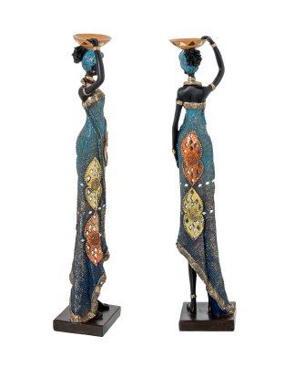 Figura Resina Africana 12x11x54cm