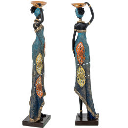 Figura Resina Africana 12x11x54cm