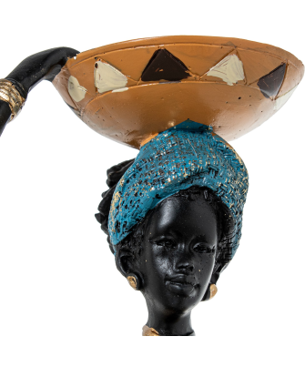 Figura Resina Africana 12x11x54cm