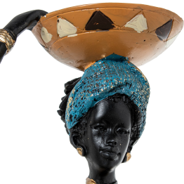 Figura Resina Africana 12x11x54cm