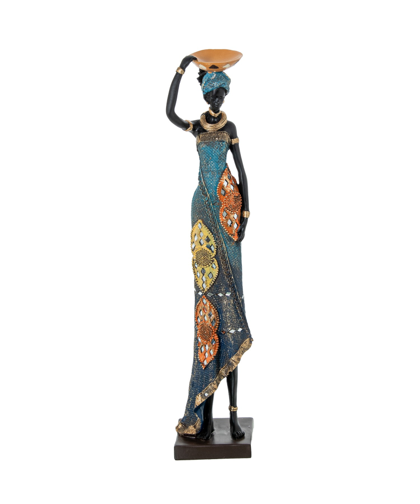 Figura Resina Africana 12x11x54cm
