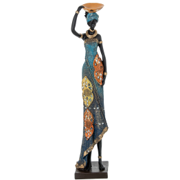 Figura Resina Africana 12x11x54cm