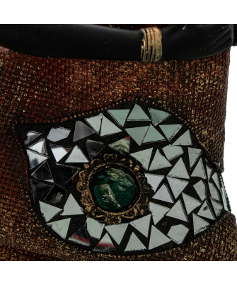 Figura Resina Africana Sentada 18x10x26cm