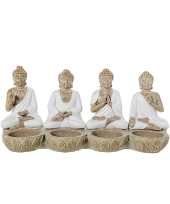 Figura Resina Budas C/palmatorias 22x8x11cm