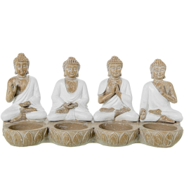 Figura Resina Budas C/palmatorias 22x8x11cm