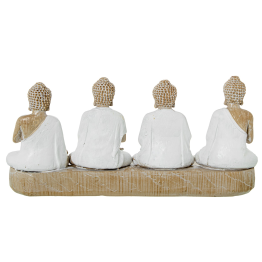 Figura Resina Budas C/palmatorias 22x8x11cm