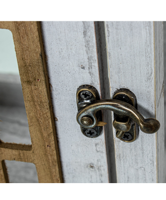 Set 2 Faroles Madera Blanca 20x16x36+14x10x23cm