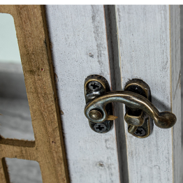 Set 2 Faroles Madera Blanca 20x16x36+14x10x23cm