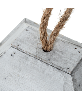 Set 2 Faroles Madera Blanca 20x16x36+14x10x23cm