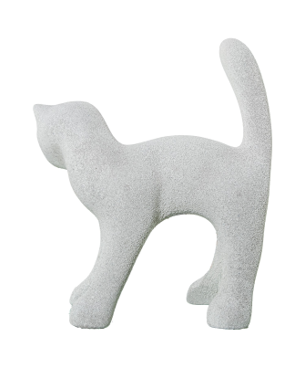 Figura Gato 30cm Cerámica Gris Arena 26x10x30cm