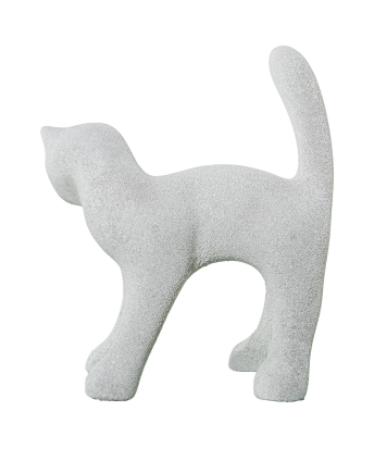Figura Gato 30cm Cerámica Gris Arena 26x10x30cm