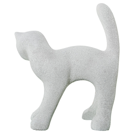 Figura Gato 30cm Cerámica Gris Arena 26x10x30cm