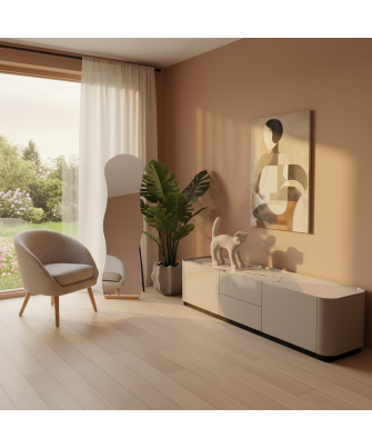 Figura Gato 30cm Cerámica Gris Arena 26x10x30cm