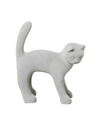 Figura Gato 30cm Cerámica Gris Arena 26x10x30cm