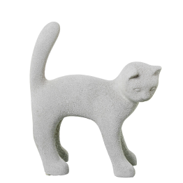 Figura Gato 30cm Cerámica Gris Arena 26x10x30cm
