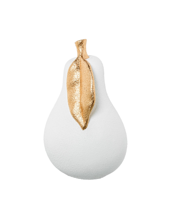 Figura Pera Cerámica 30cm Blanco Arena/oro Ø20x30cm