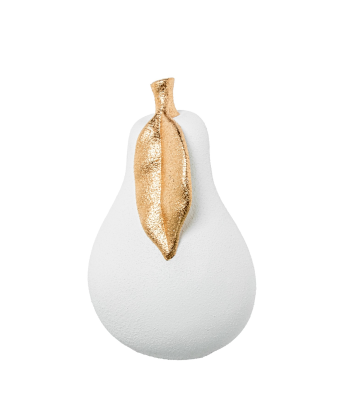 Figura Pera Cerámica 30cm Blanco Arena/oro Ø20x30cm
