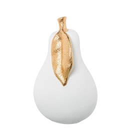 Figura Pera Cerámica 30cm Blanco Arena/oro Ø20x30cm