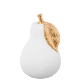 Figura Pera Cerámica 30cm Blanco Arena/oro Ø20x30cm
