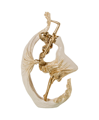 Figura Resina Bailarina Dorada 23x8x38cm