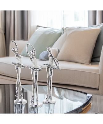 Figura Resina Bailarina Plateada 8x7.5x30cm