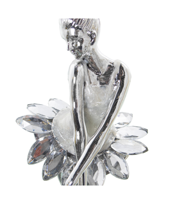Figura Resina Bailarina Plateada 8x7x26cm
