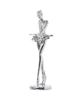 Figura Resina Bailarina Plateada 8x7x26cm