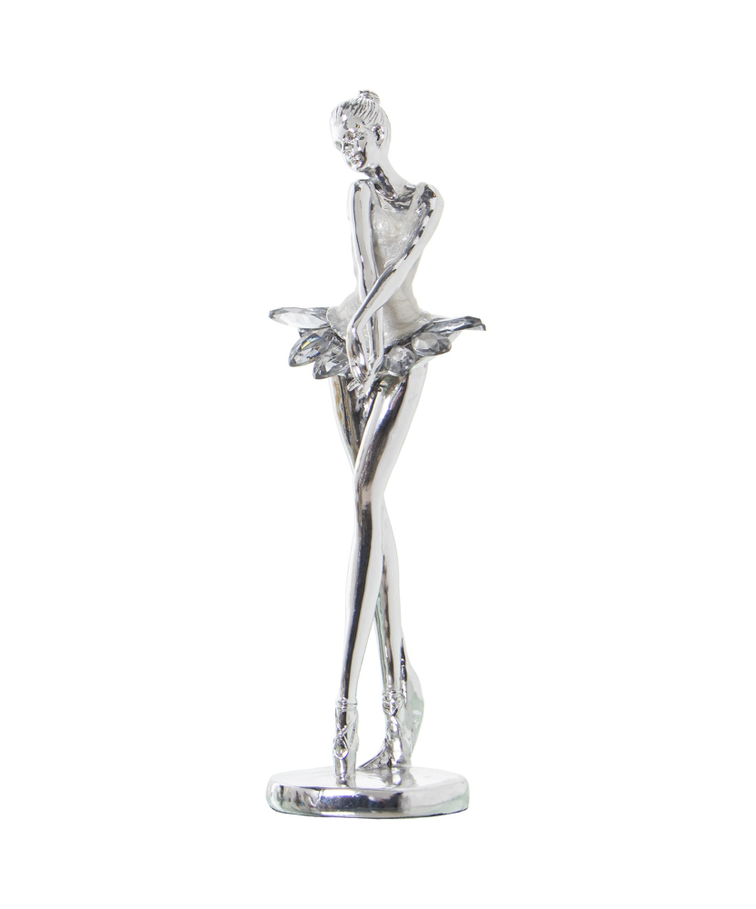 Figura Resina Bailarina Plateada 8x7x26cm