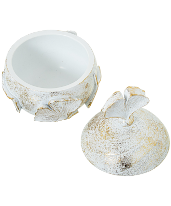 Joyero Resina Blanca/dorada Ø10,5x13cm