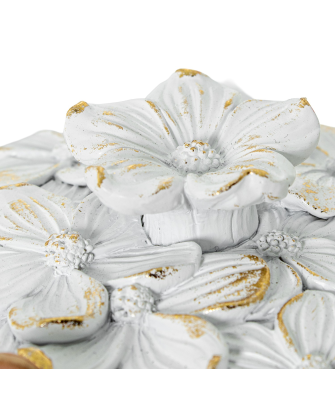 Joyero Resina Blanca/dorada Ø10x7,5cm