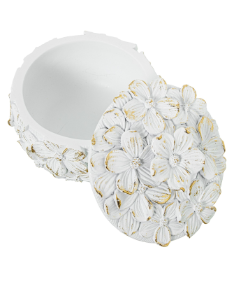 Joyero Resina Blanca/dorada Ø10x7,5cm