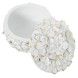 Joyero Resina Blanca/dorada Ø10x7,5cm