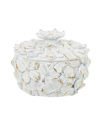 Joyero Resina Blanca/dorada Ø10x7,5cm