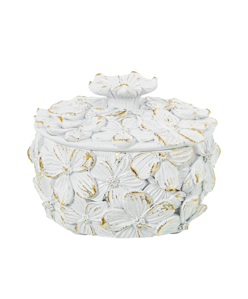 Joyero Resina Blanca/dorada Ø10x7,5cm