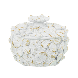 Joyero Resina Blanca/dorada Ø10x7,5cm