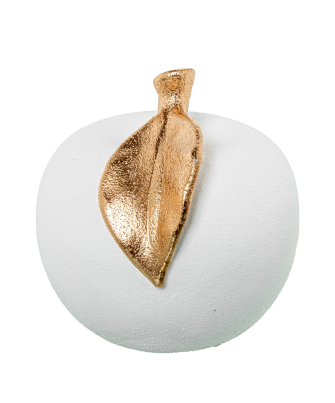 Figura Manzana Cerámica 24cm Blanco Arena/oro Ø24x24cm